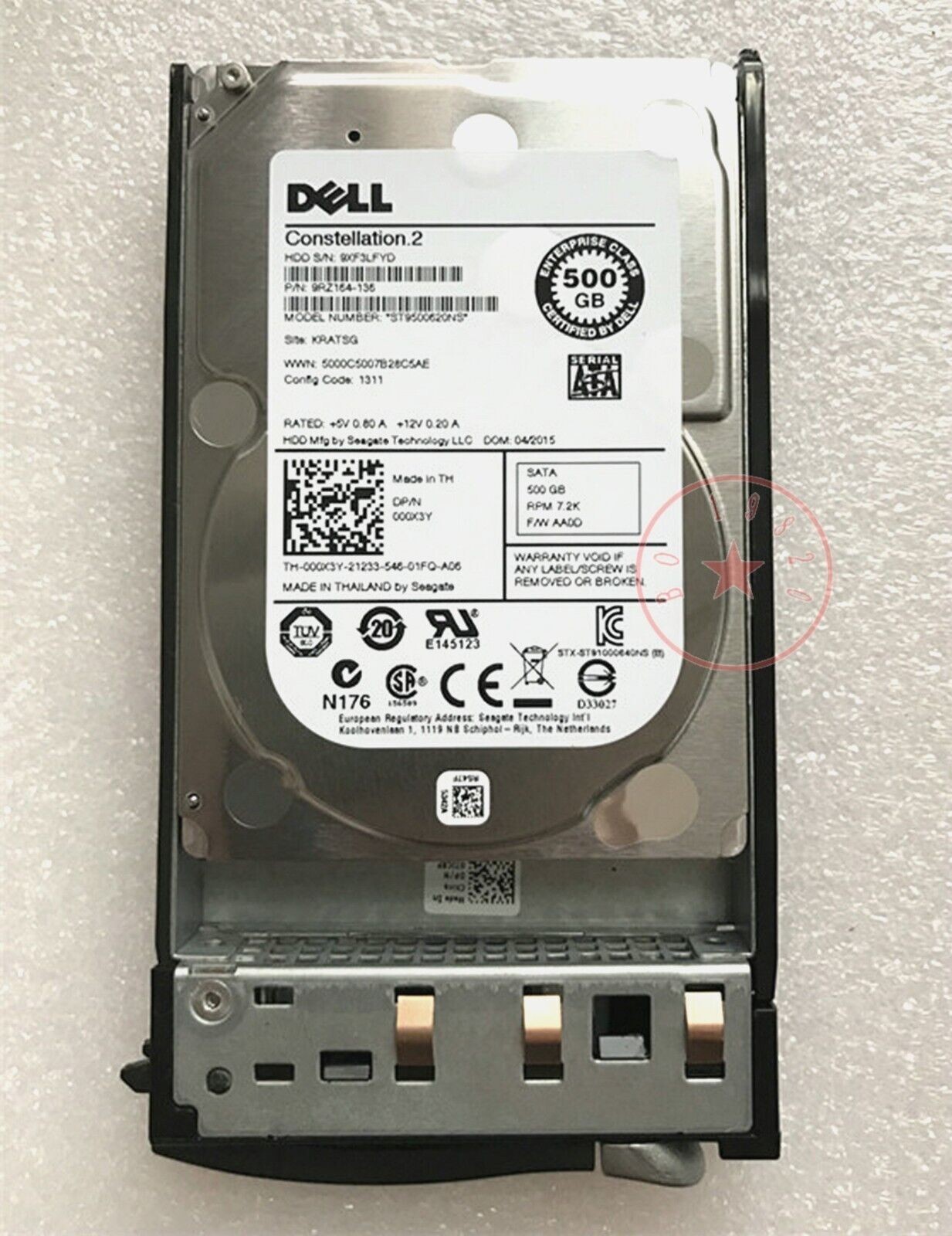 FOR Dell 500GB 6G 7.2K 2.5" SATA 00X3Y 000X3Y HDD Hard Drive w/ R Series Tray