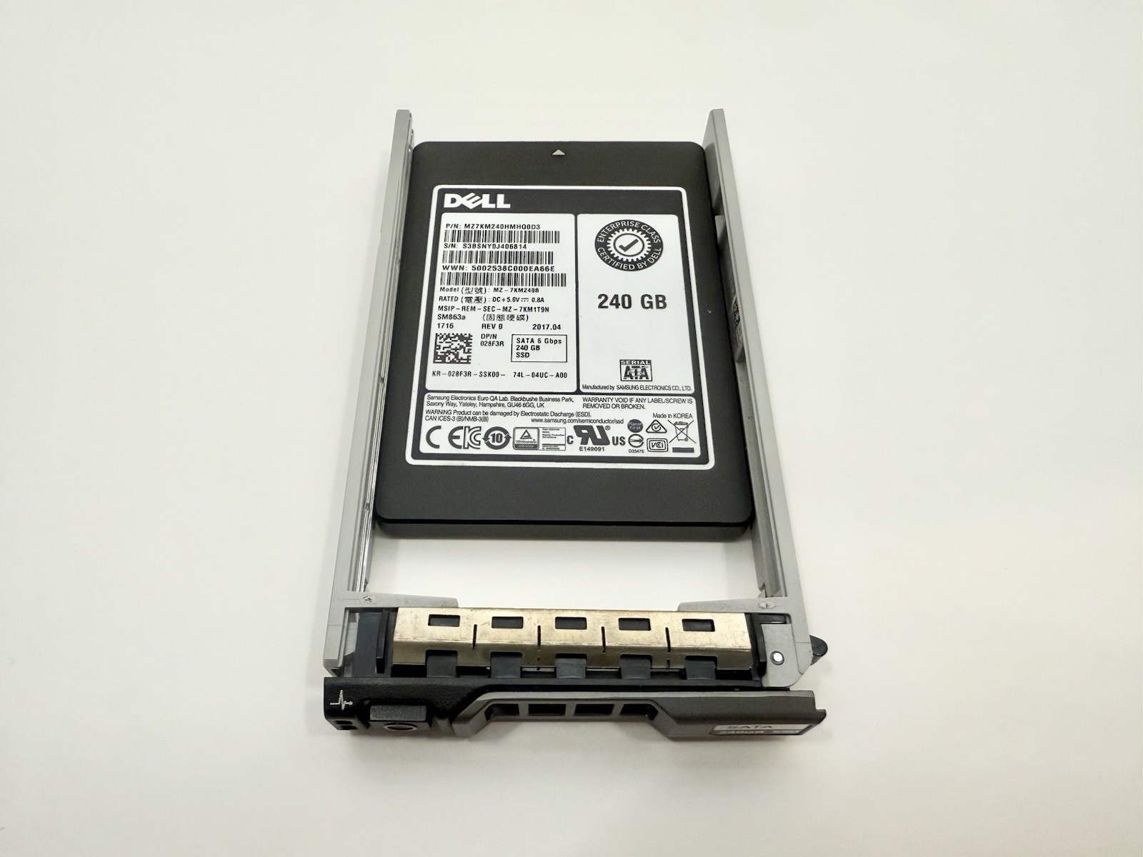 Dell 28F3R 240GB 6Gb/s SATA 2.5" SFF Enterprise SSD MZ7KM240HMHQ0D3 100% Health