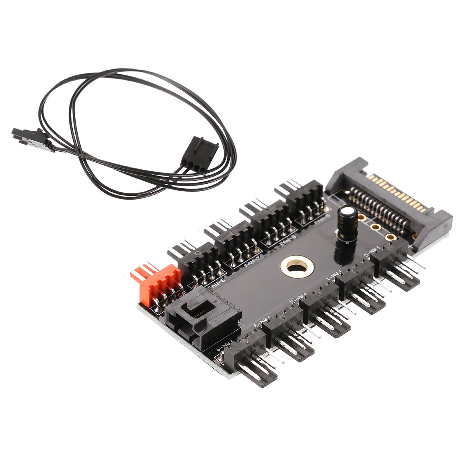 1 to 10 4PIN PWM Cooling Fans Speed Controller HUB SATA Power Socket Splitter
