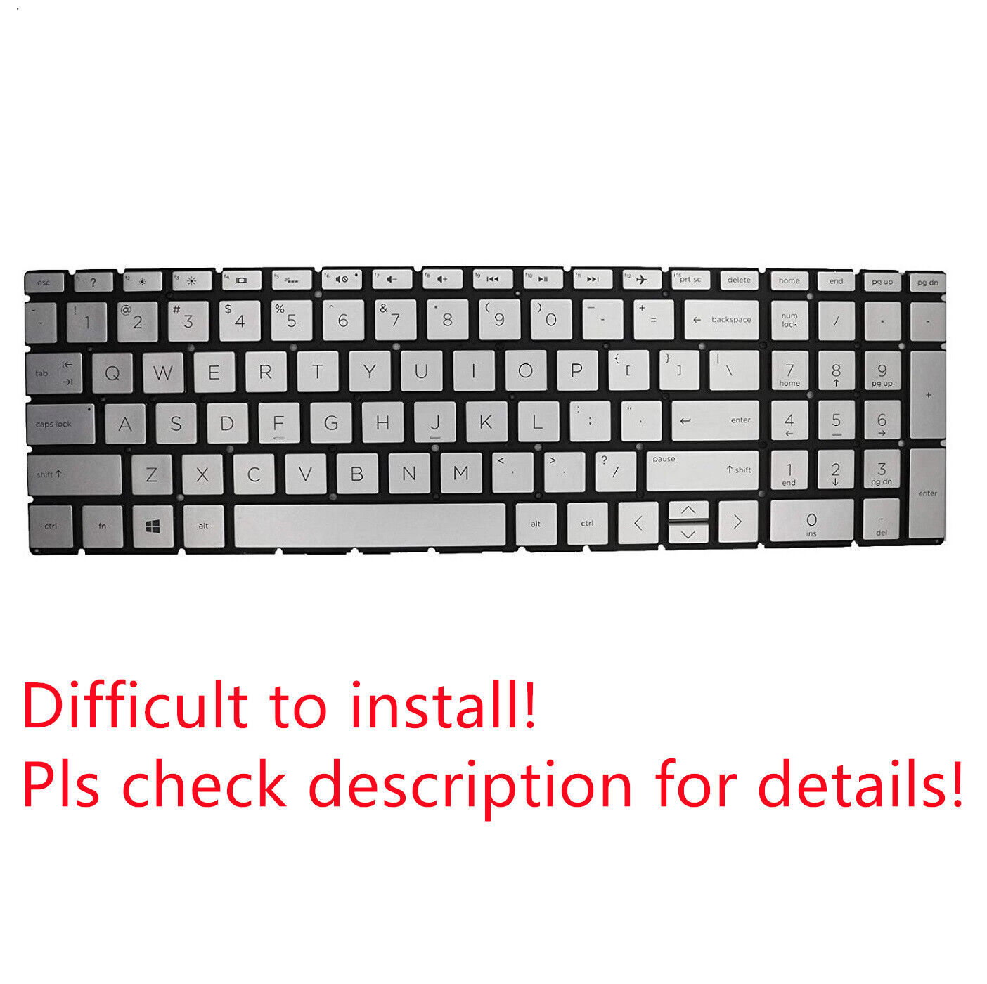 Original US Silver Backlit Keyboard for HP Pavilion 15-cw0064cl Backlight