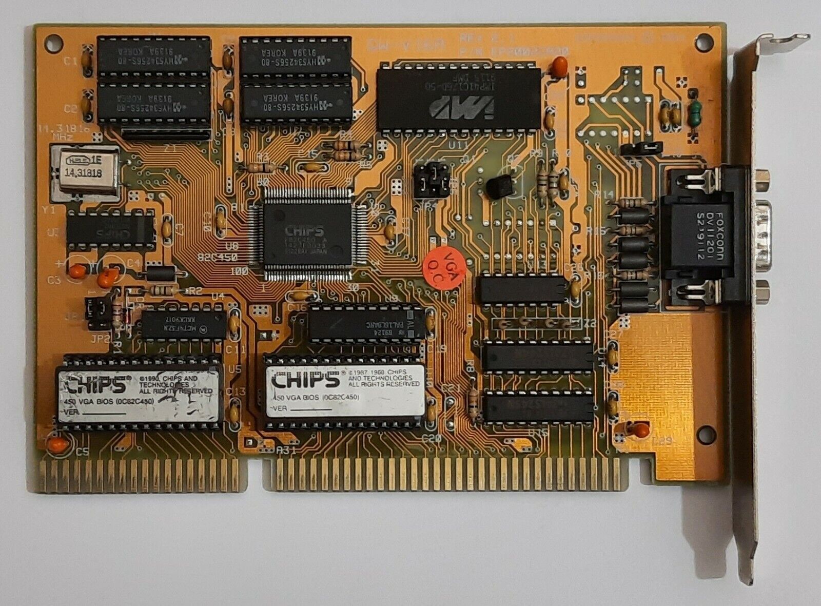 GW-V16A ISA Graphics Card (Chips F82C450, 256KB, Octek?, Retro, 1991)