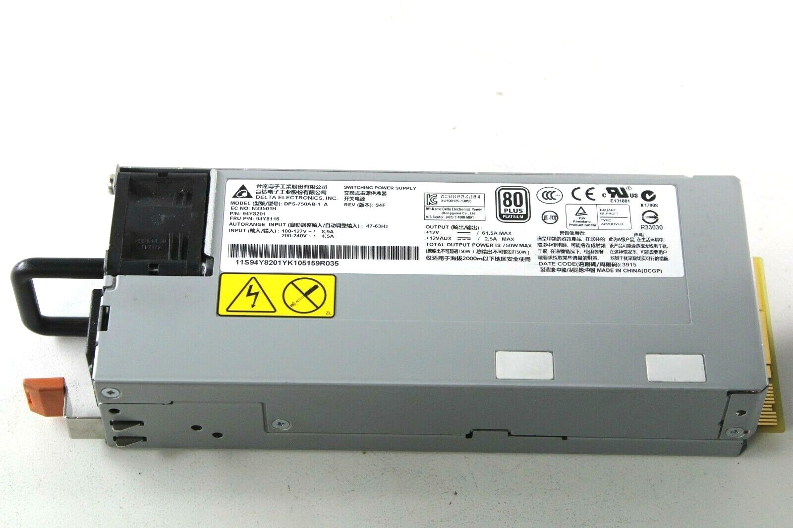 94Y8116 94Y8115 IBM 750W AC Delta System X3650 M4 94Y8079 94Y8078 DPS-750AB-1 A