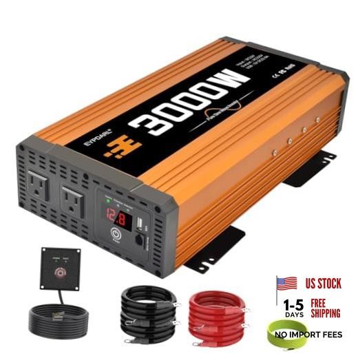 watt Power Inverter Pure sine WaveW 12v to 110v for car Vehicles Truck 3000