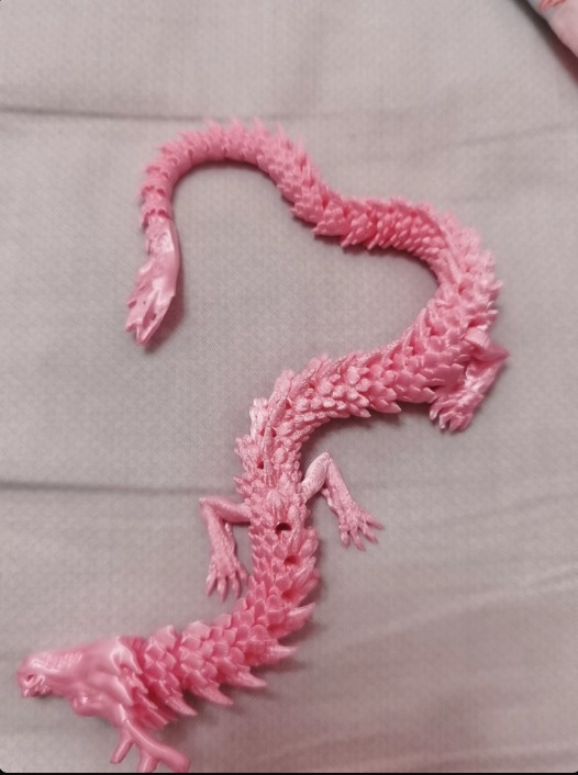 3D printed movable Pearl pink dragon toy with joint mechanism 30/ 45/ 60cm