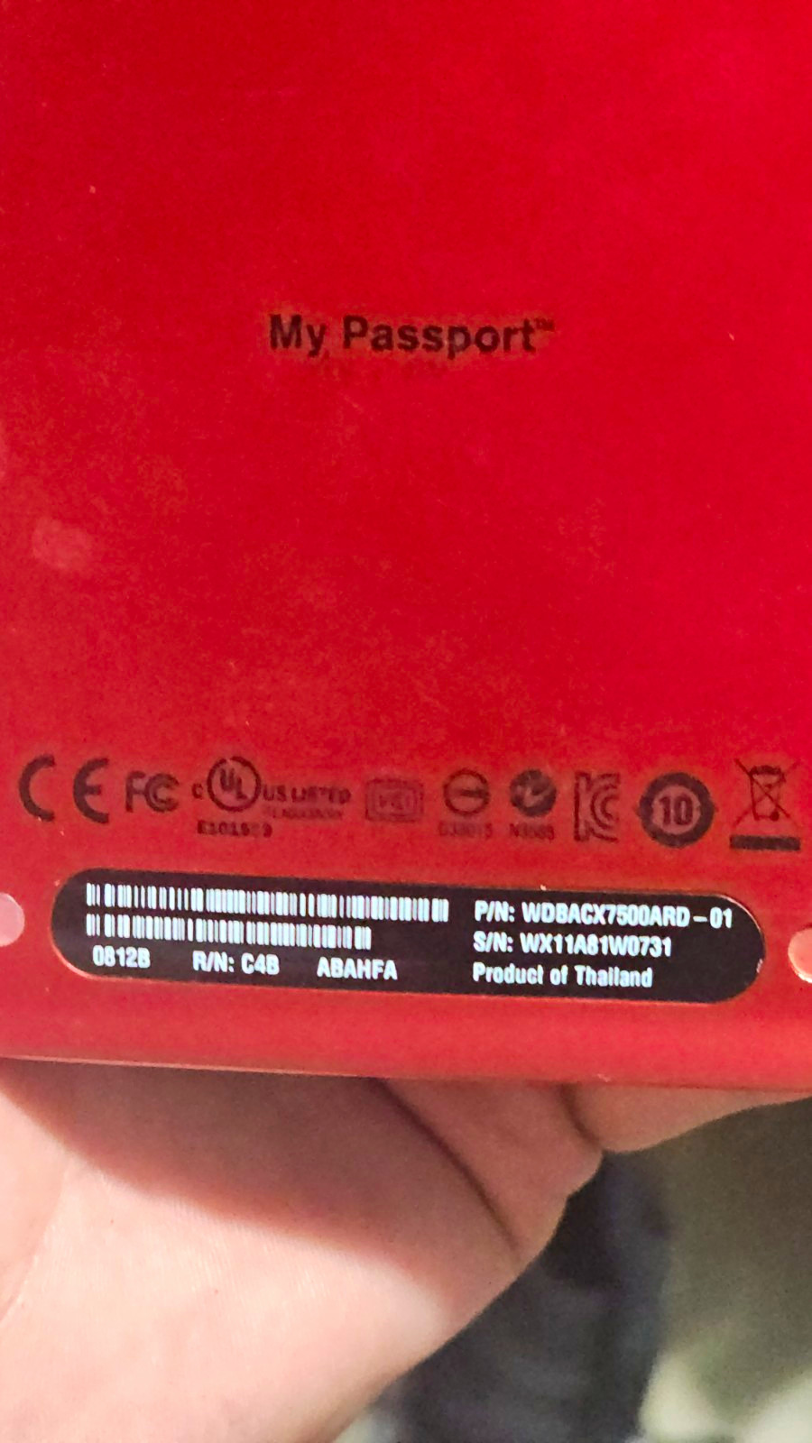 Western Digital My Passport 750GB Portable External HDD USB 2.5in Red