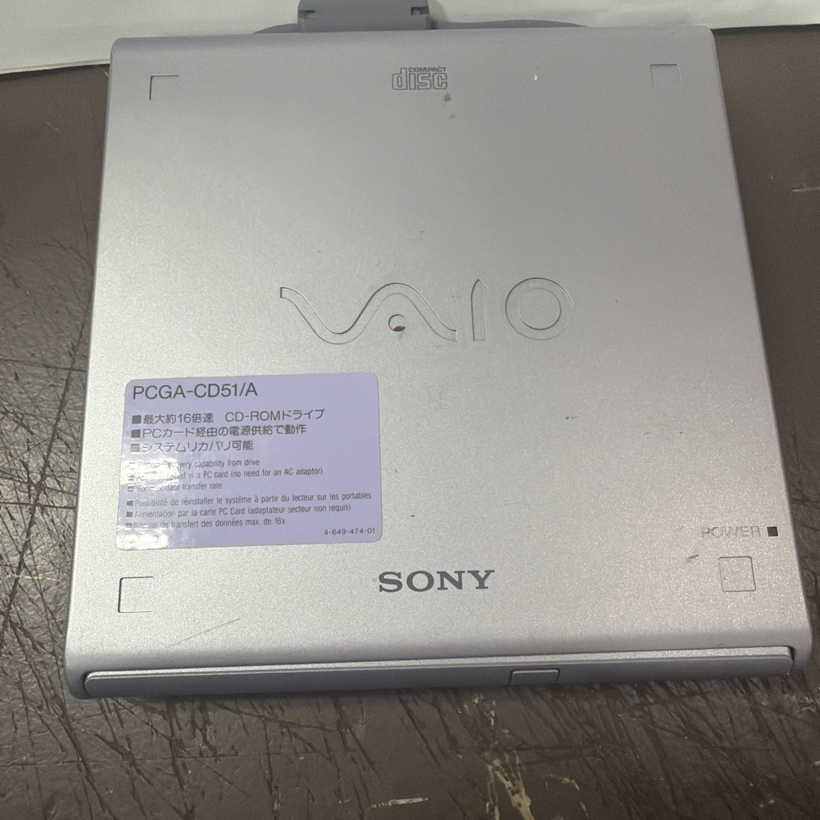 *Untest* SONY VAIO PCGA-CD51/A CD-ROM DRIVE External Portable CD-Rom Drive