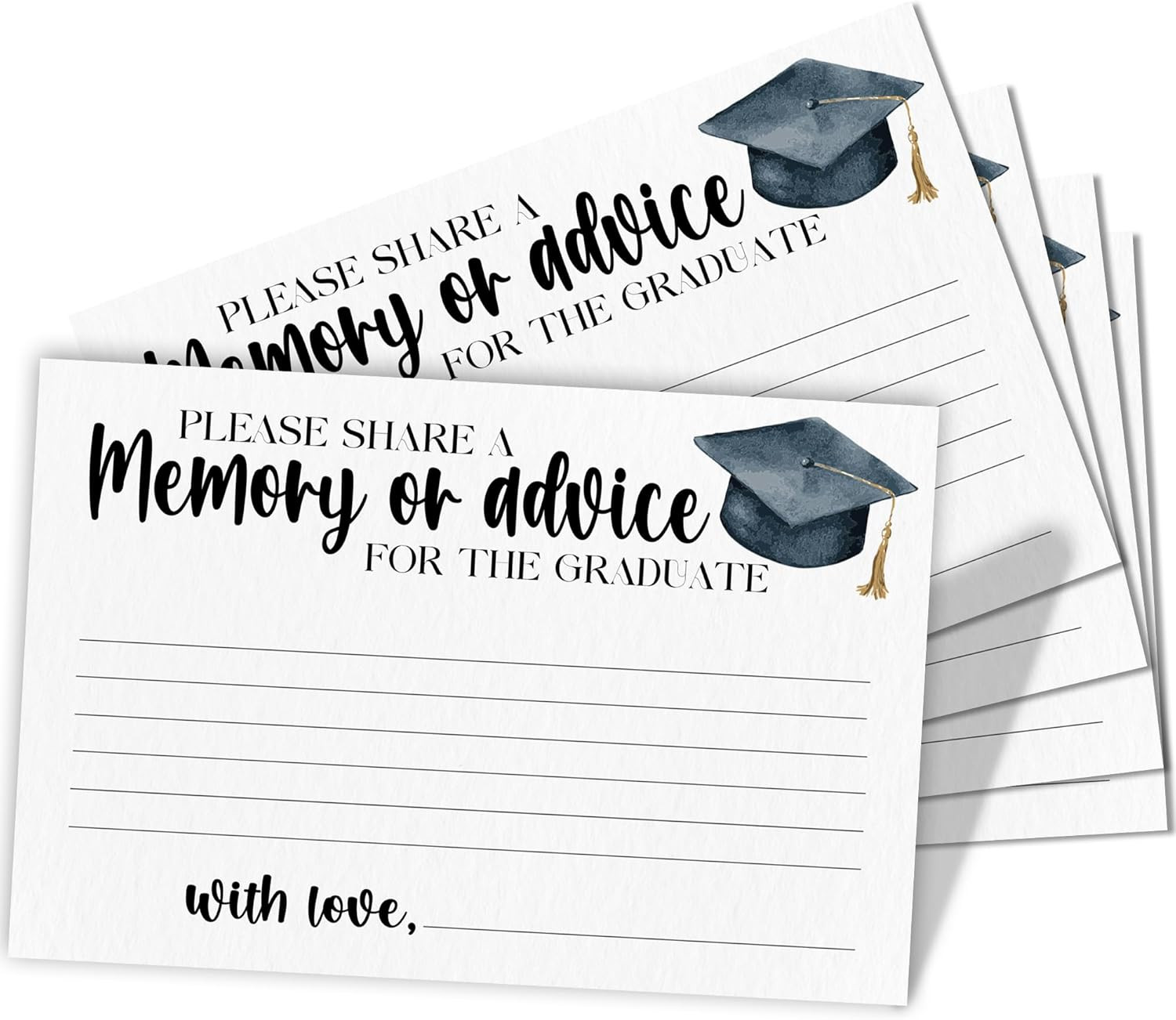 Graduate Class of 2026 Memory & Advice Cards - Set of 30 White Graduation Advice