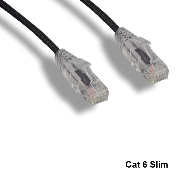 Kentek Black 15ft Slim Cat6 UTP Patch Cable 3.6MM 550MHz RJ45 Pure Copper RJ45