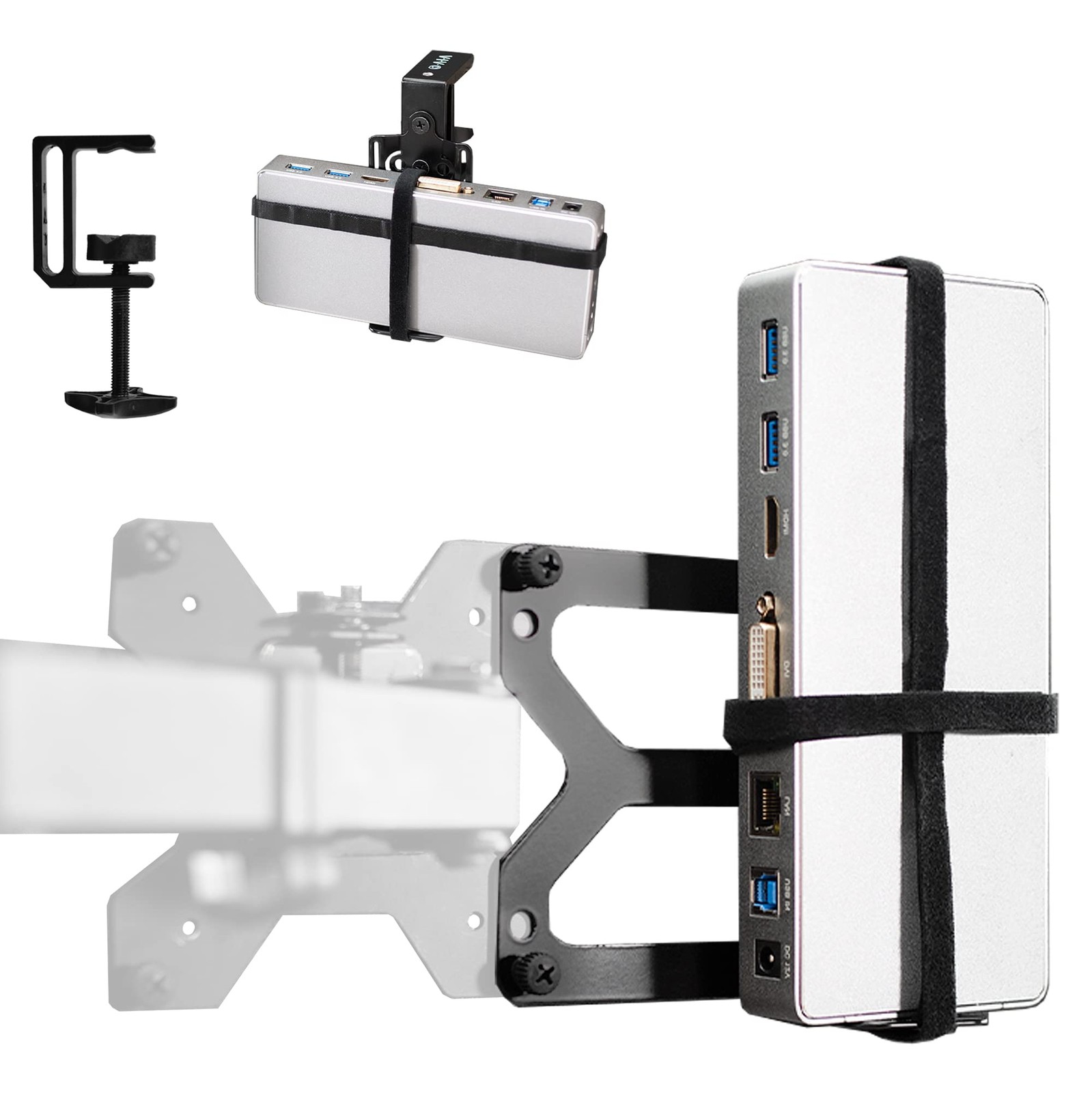 Universal Docking Station Mount for Workstation, Behind Monitor VESA Mounting...