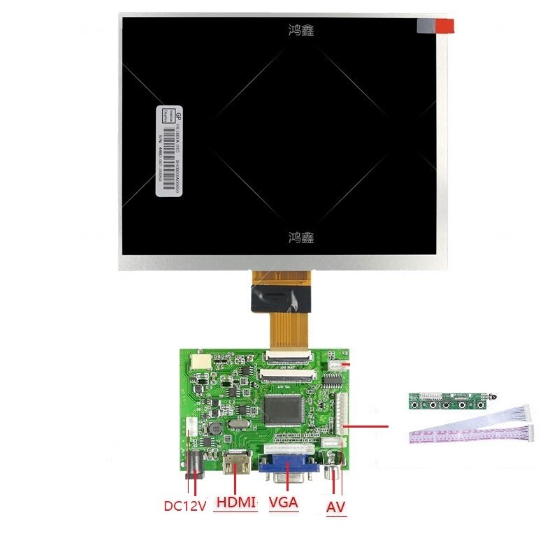 8'' HJ080IA-01E 01D 1024*768 IPS HD LCD Screen+HDMI/VGA/2AV Control Board