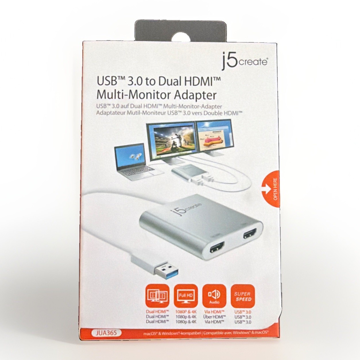J5 Create USB 3.0 to Dual HDMI Multi-Monitor Adapter JUA365 Genuine New Sealed