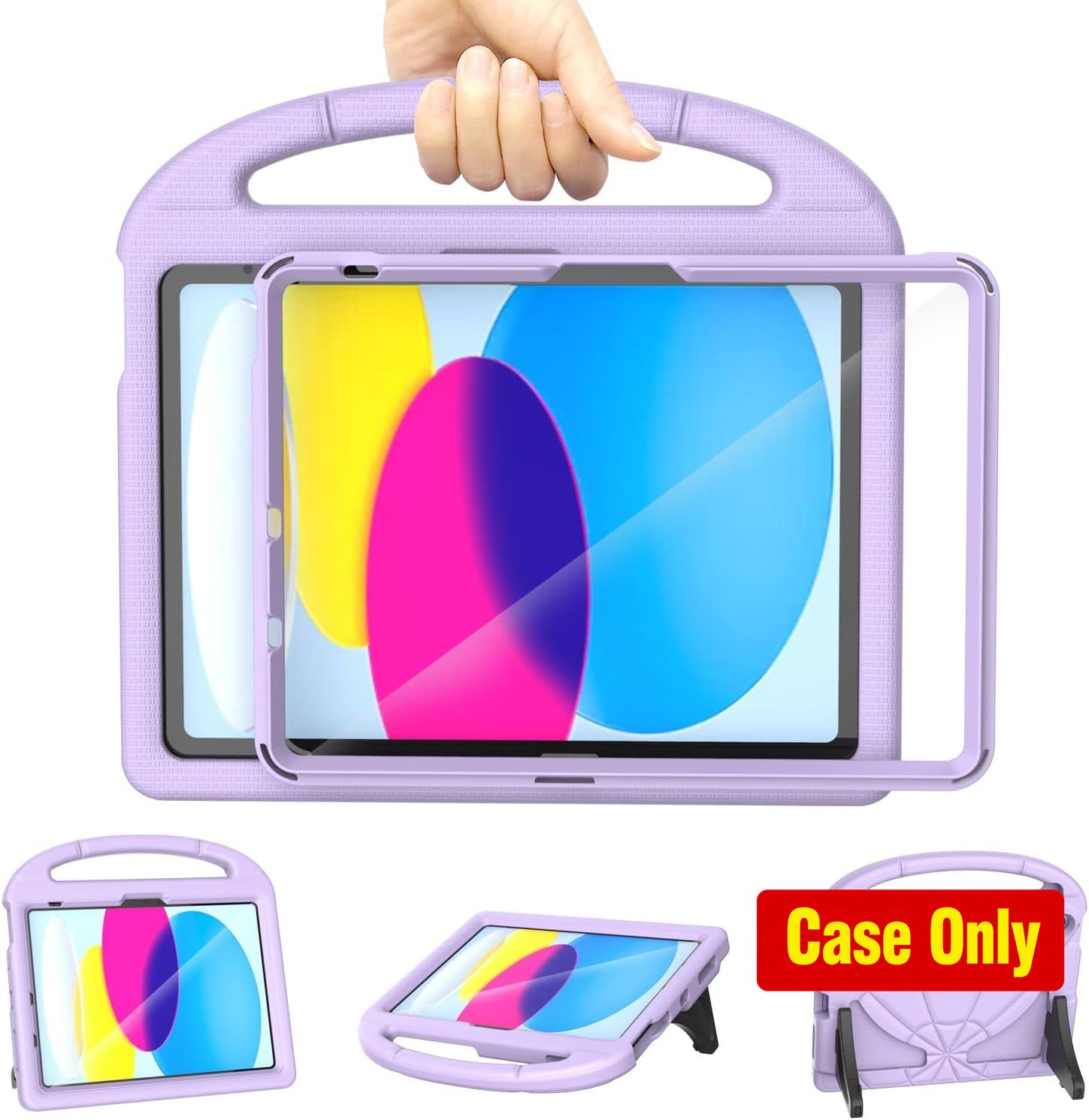 Light Purple iPad A16 11th/10th Gen Case 11 Inch, Shockproof Cover with Stand/Ha