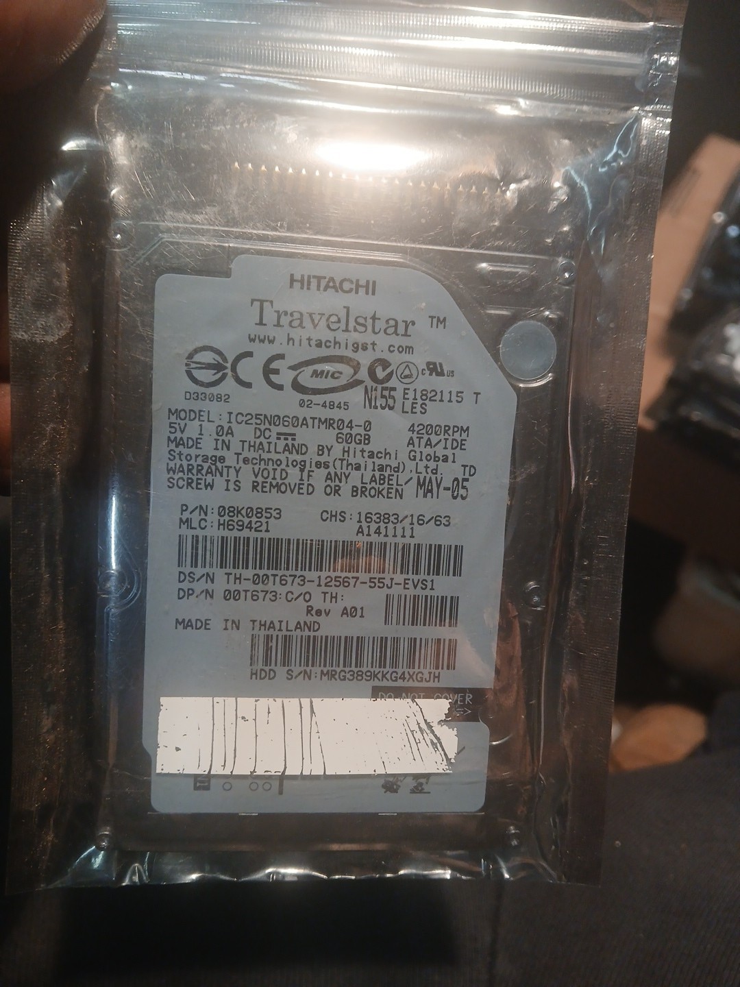 IC25N060ATMR04-0 Hitachi Travelstar IDE 80GN 60GB Internal 4200RPM 2.5"  HDD+