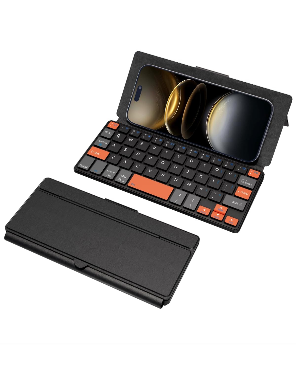 Doohoeek Universal Bluetooth Mini Keyboard, Wireless Compact Keyboard Orange 