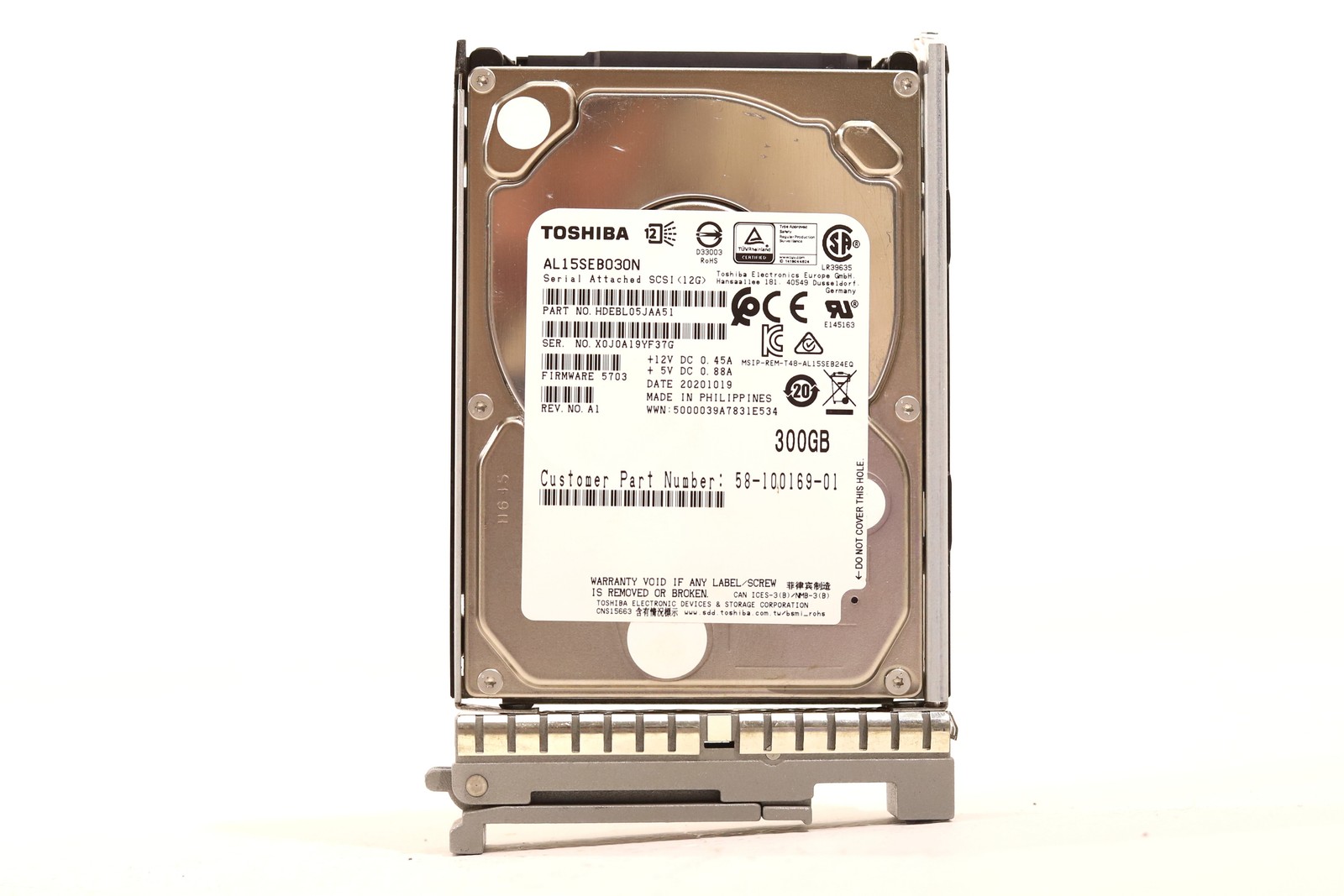 Cisco AL15SEB030N 300GB 2.5" 12Gb/s 128MB 10K SAS HDD W/Caddy P/N: 58-100169-01