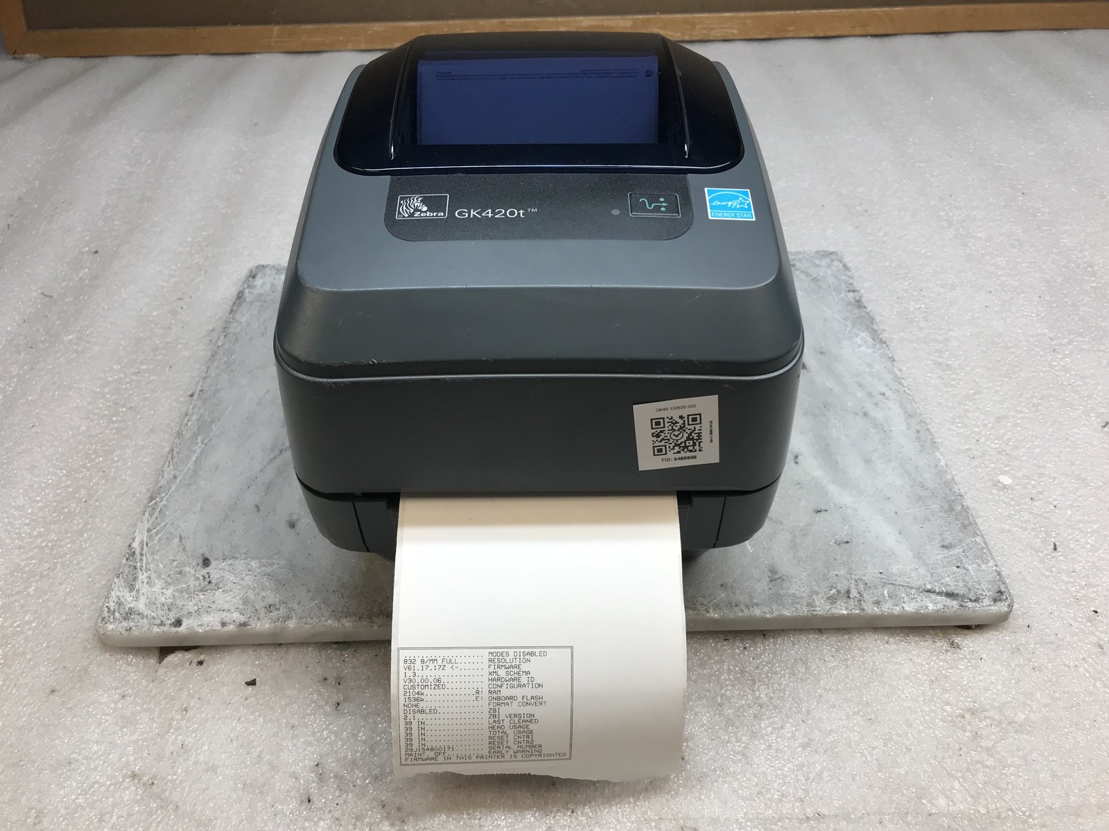 Zebra GK420T Thermal Transfer Barcode Label Printer USB NO Power Adapter