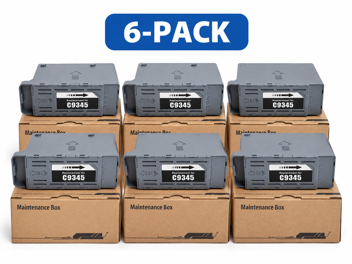 6 Pack Ink Maintenance Box for C9345 ET-16600 ET-16650 ET-5800 WF-7840 WF-7820
