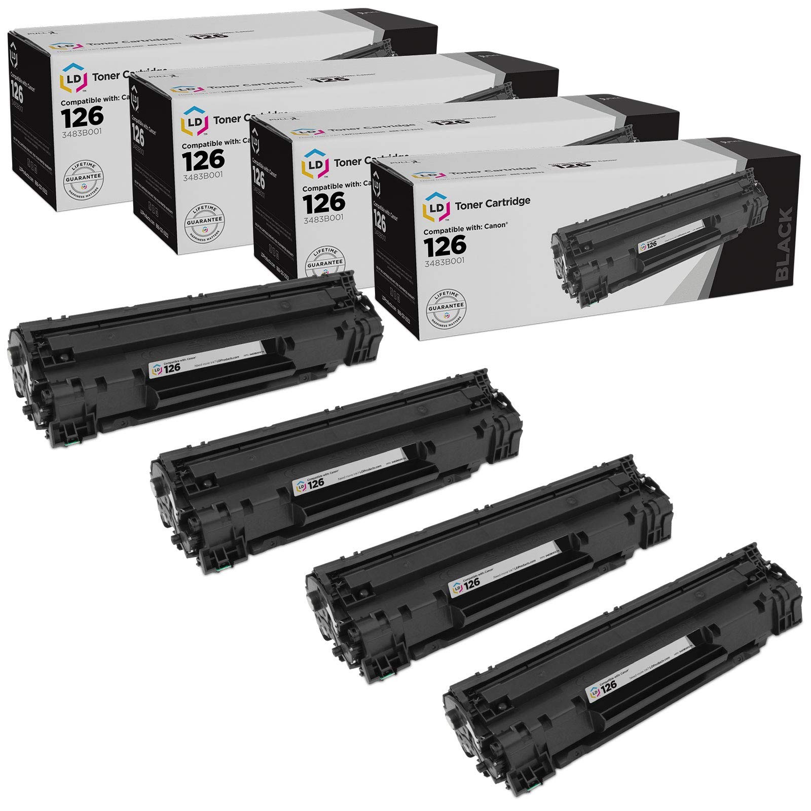 LD 4PK Replacement Canon 126 CRG126 Black Toner ImageClass LBP6200d LBP6230dw