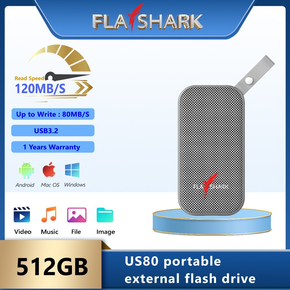 FLASHARK external flash drive 512GB USB-C USB3.2 dedicated for audio and video