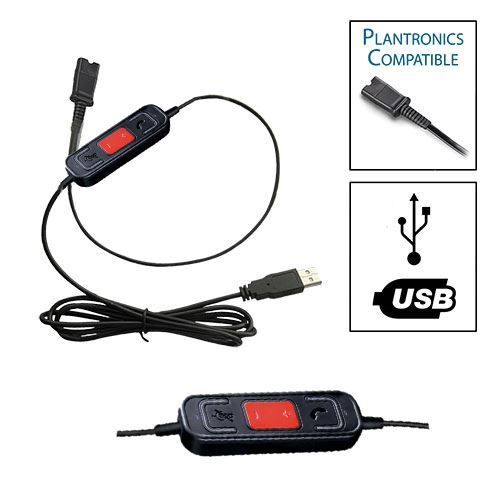 PLTQD-USBA - Plantronics-Poly Compatible USB-A Adapter for Softphones with Volum