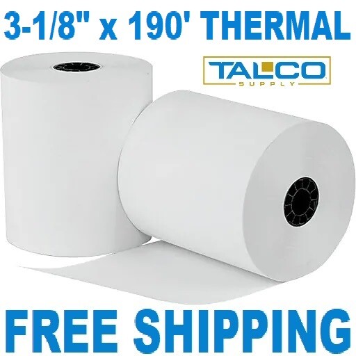 (50) 3-1/8" x 190' THERMAL RECEIPT PAPER ROLLS  ~FAST FREE PRIORITY SHIPPING~