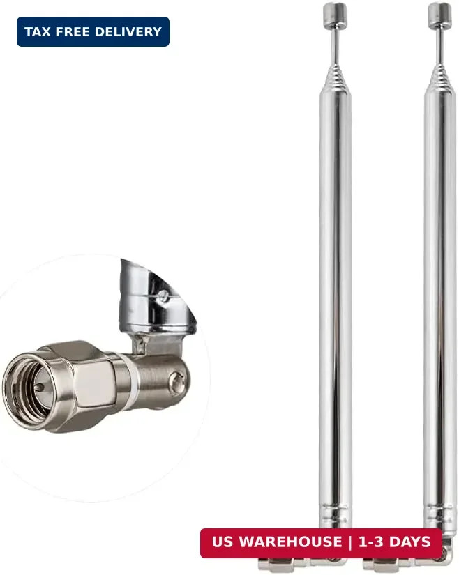 2PCS 8 Sections Telescopic Antenna SMA Male Connector Radio Replacement Antenna