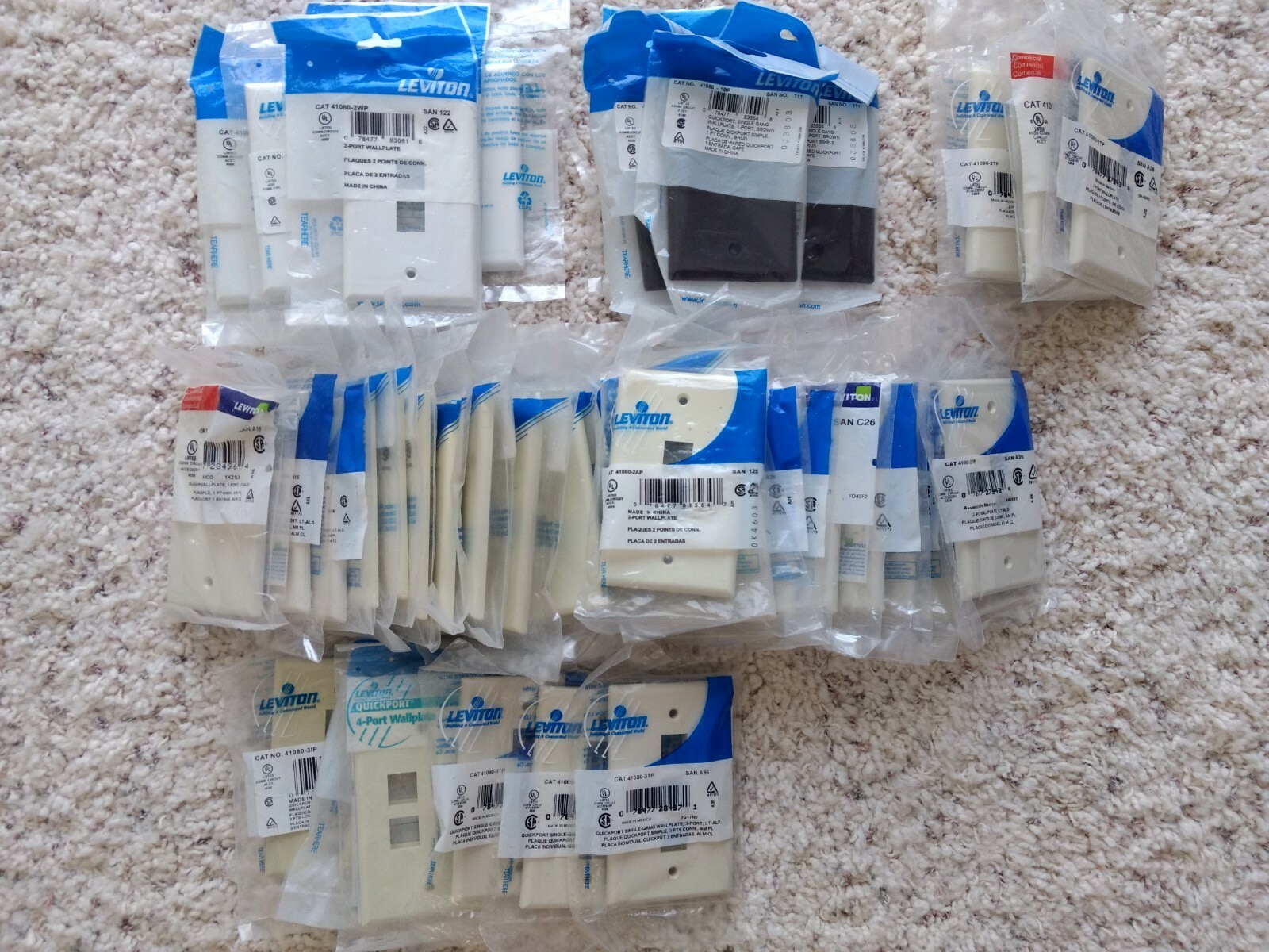 Assorted Leviton Quickport Wall Plates & Snap-In Modules (41080, 40831, Etc...)
