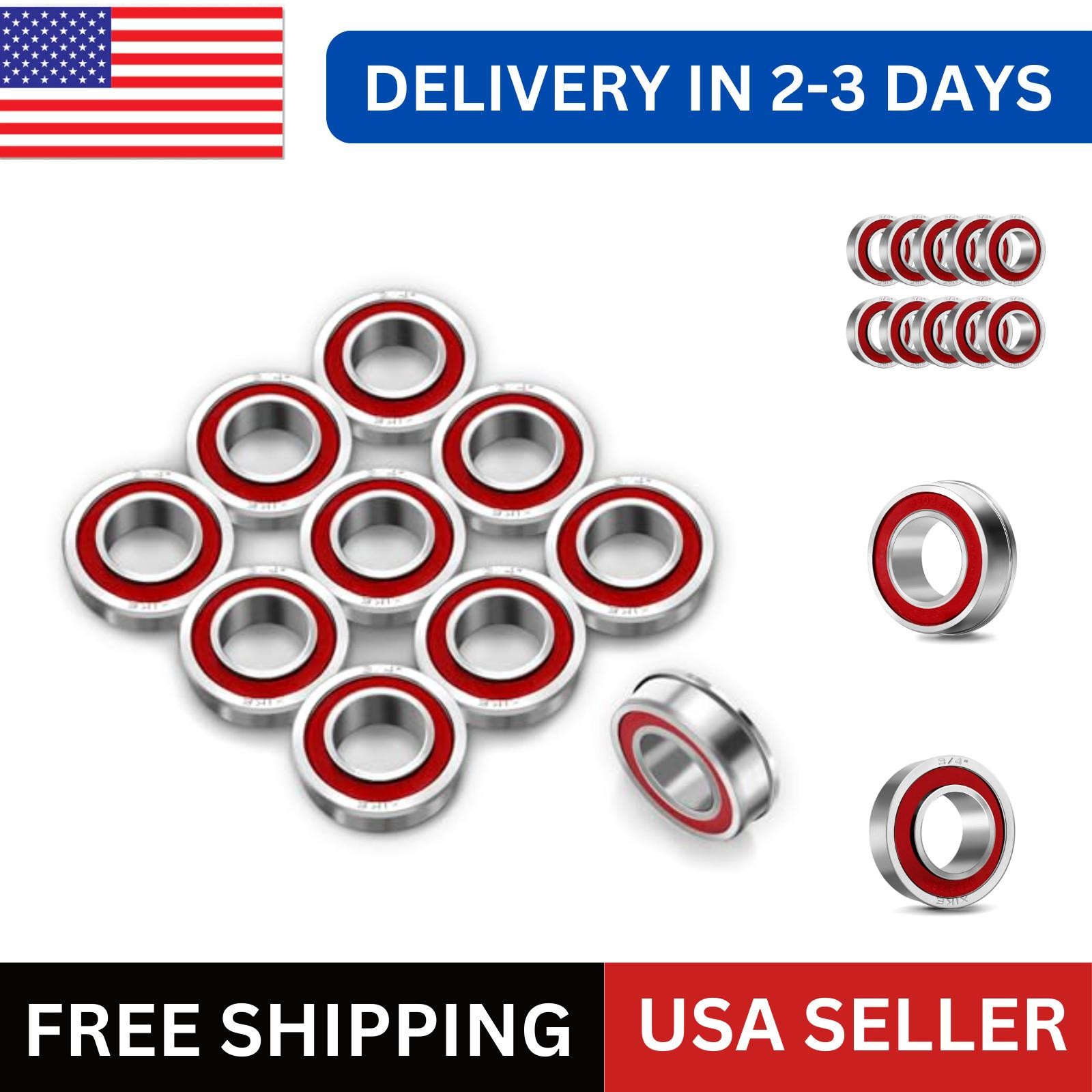 10 Pack 3/4 Id X 1-3/8 Od Flanged Ball Bearings for Lawn Mower Cart Wheel Parts.