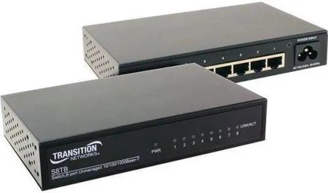 TRANSITION NETWORKS  S8TB SWITCH 8 PORT UNMANAGED 10/100/1000BASE-T New Sealed