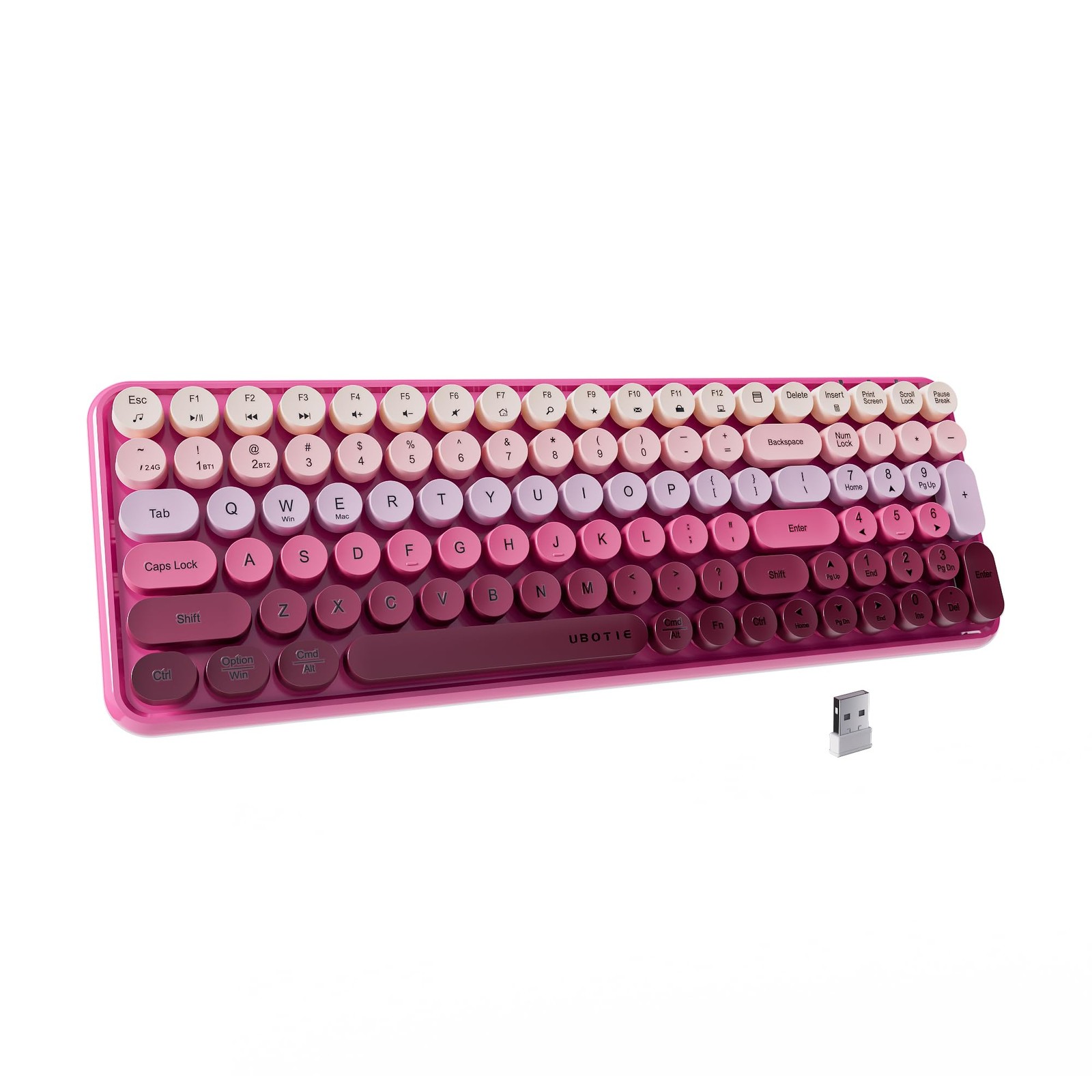 UBOTIE Colorful Bluetooth 100Keys Keyboards (Rosy Gradient) Rosy Gradient