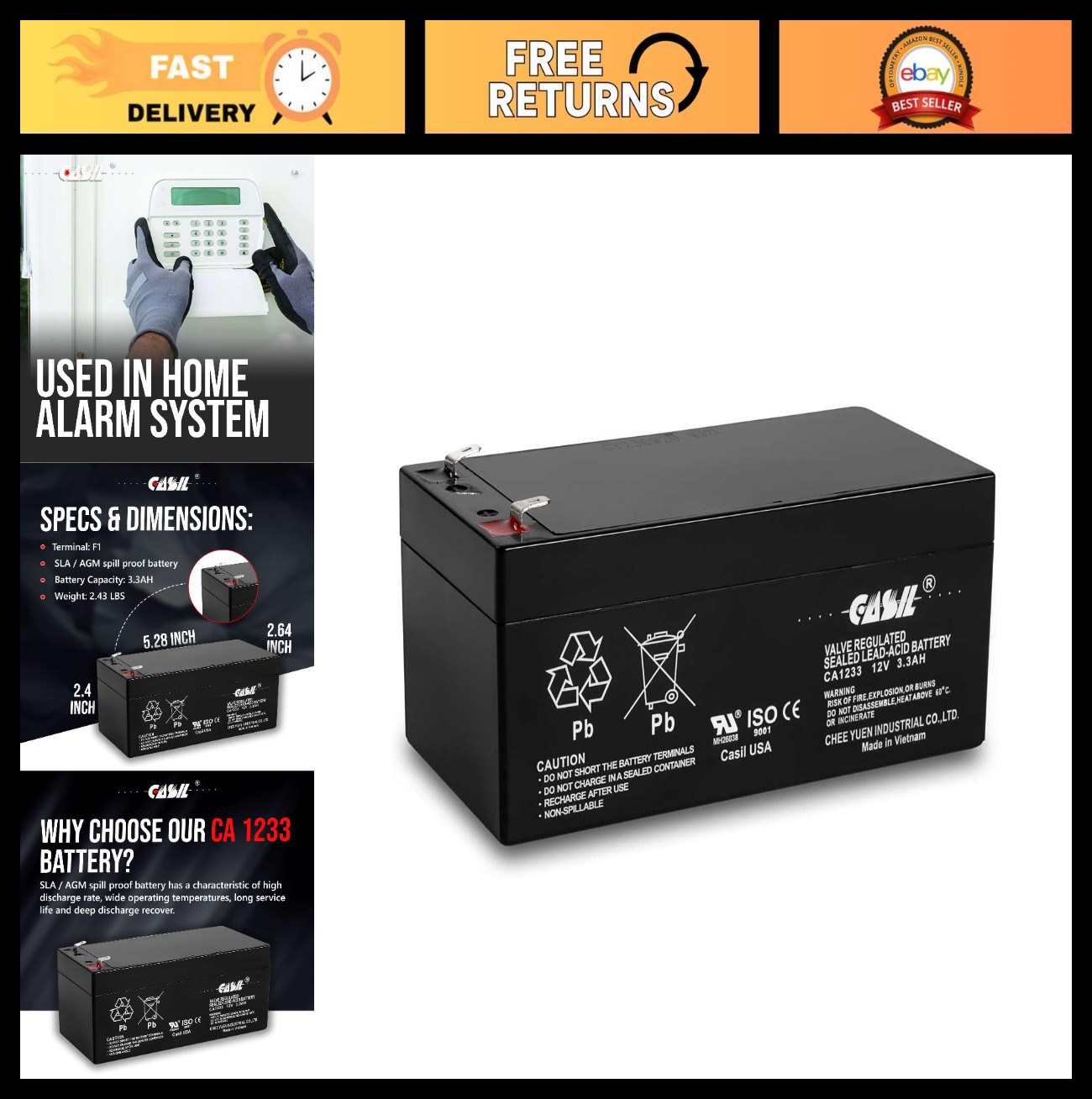 Replacement Battery for APC Back UPS ES 350 - High Capacity, Reliable Power Back