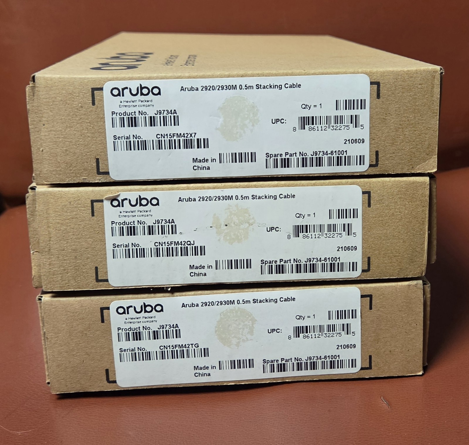 *Lot of 3* HPE Aruba J9734A | 2920/2930M Stacking Cable | 0.5m - New ~ 
