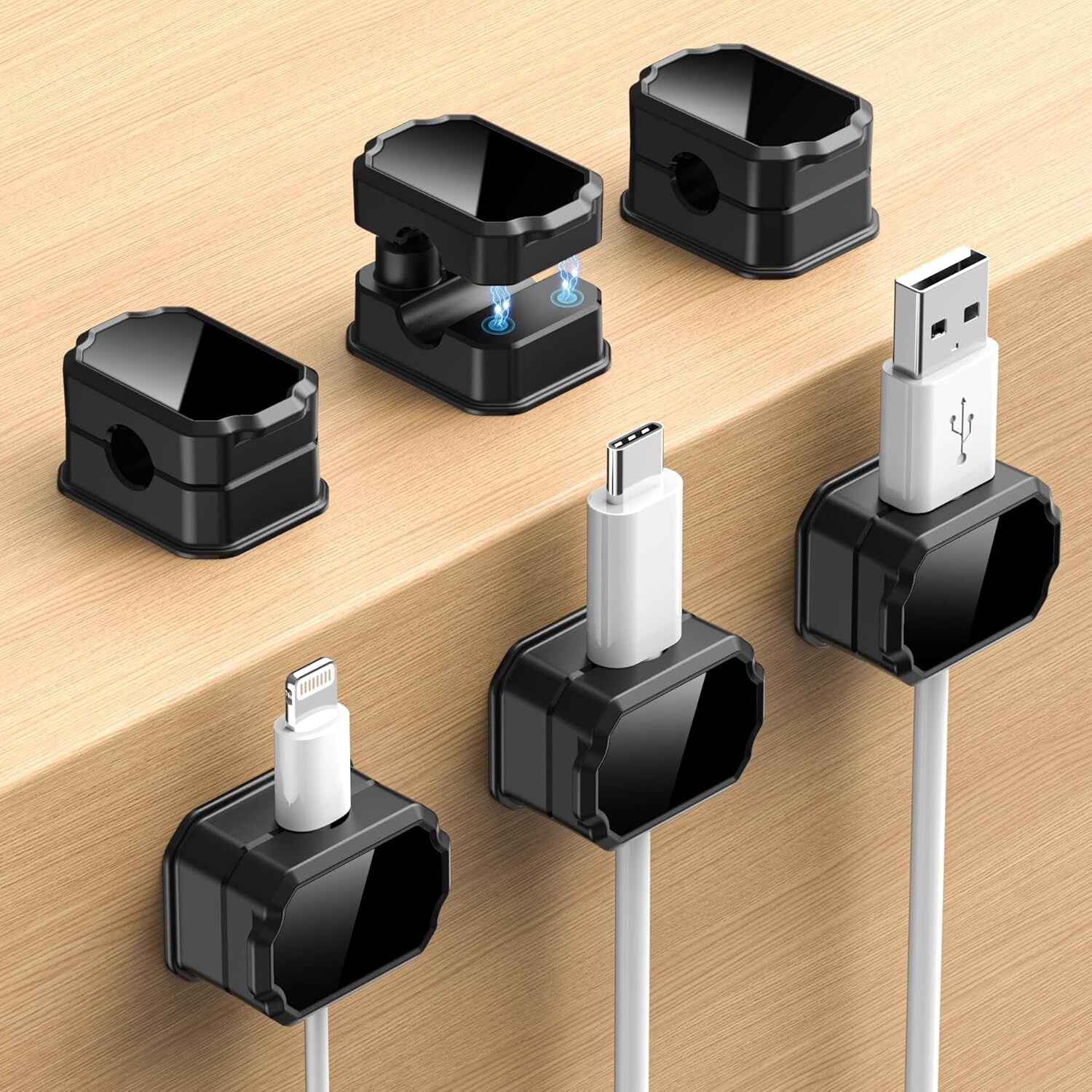 6 Pack Elastic Cable Clips Desktop Cable Management Cable Holder Cord Organizer