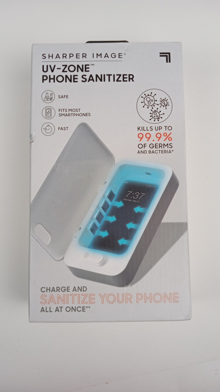 Sharper Image UV-Zone Phone Sanitizer PST01106 UV Cleaning Box White