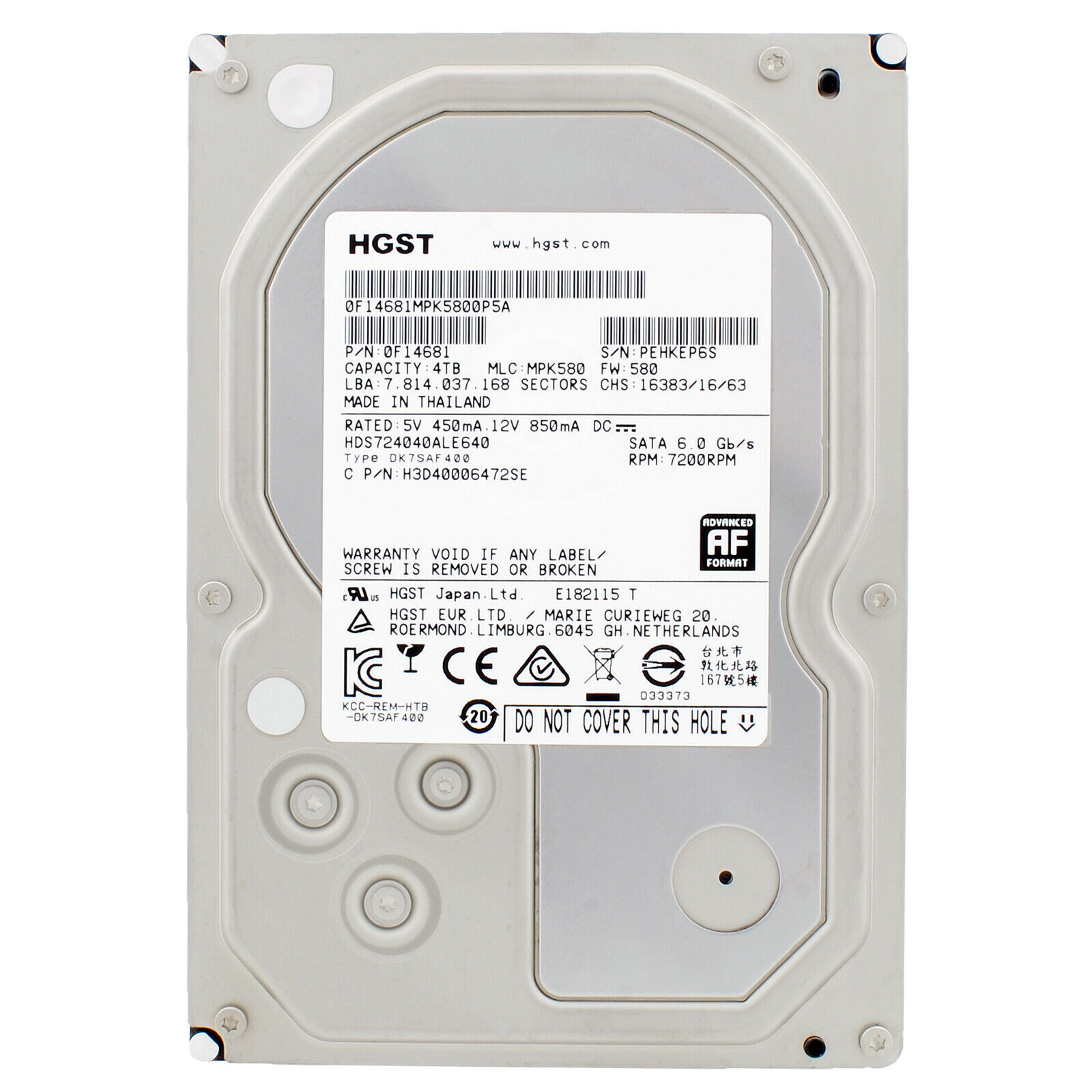 Hard Drive HGST 4TB HDS724040ALE640 7200RPM 64MB Sata III 3.5" Inch