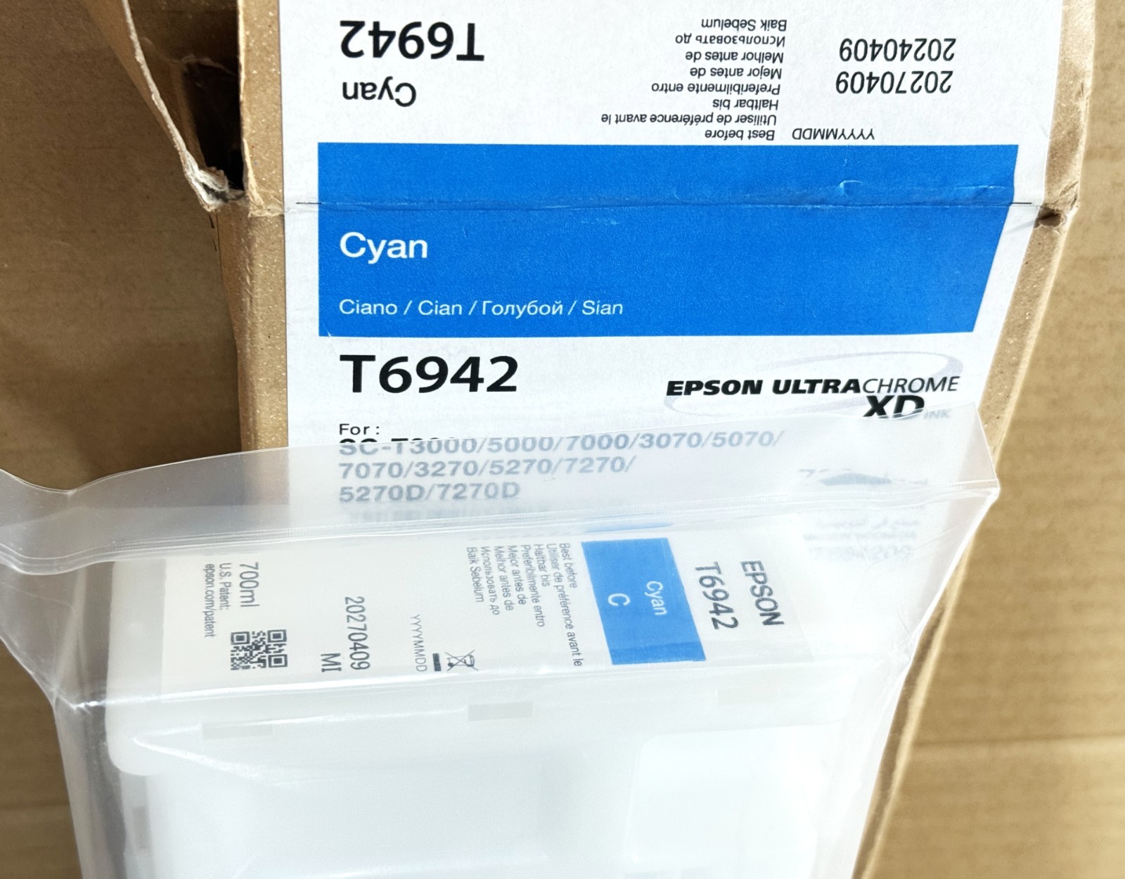 EPSON T6942 Ultra Chrome XD Ink Cyan 700ml C13T694200 Exp. 2027/04/04