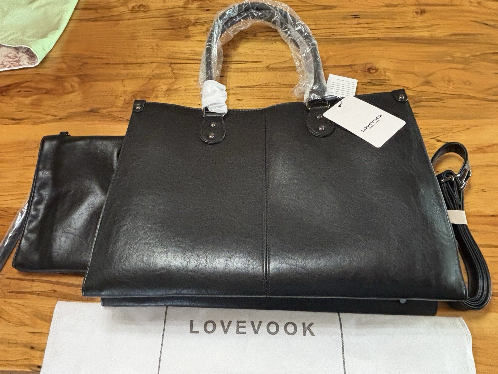 LOVEVOOK Laptop Tote Bag Black USB Port Large Work Office Teacher NWT