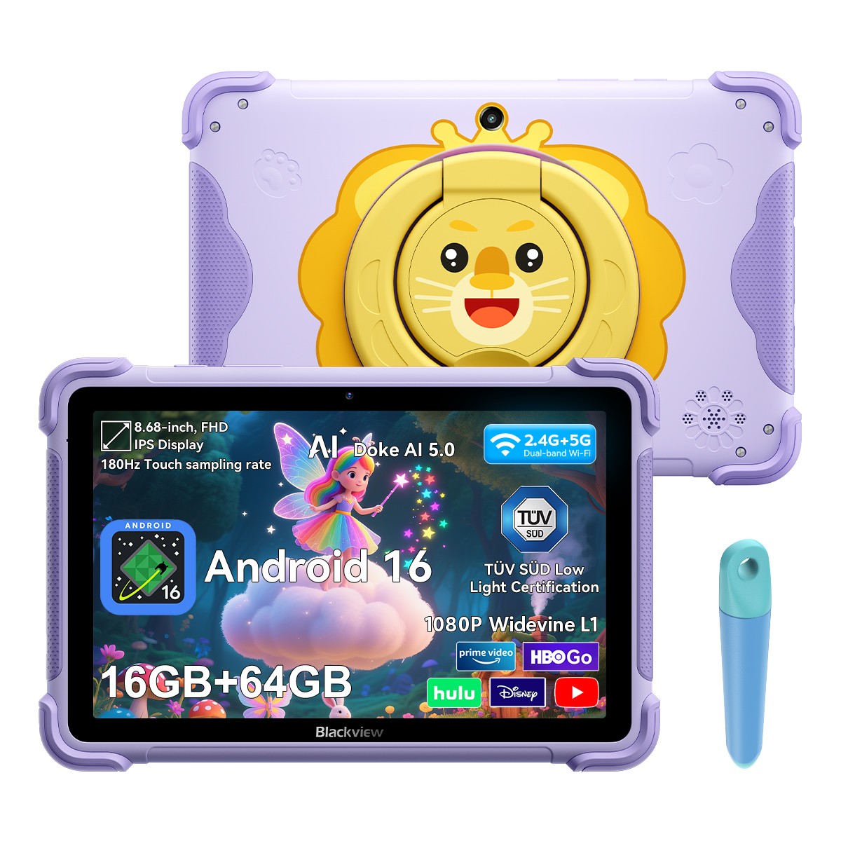 Blackview LINK 1 KIDS Android 16 Tablet 8.68" 16GB+64GB Children 5000mAh Wifi 6