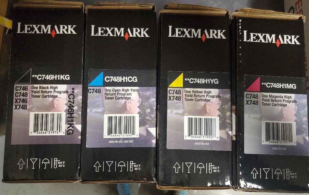 SET 4 GENUINE LEXMARK C746H1KG C748H1CG C748H1MG C748H1YG C748 OPEN BOX