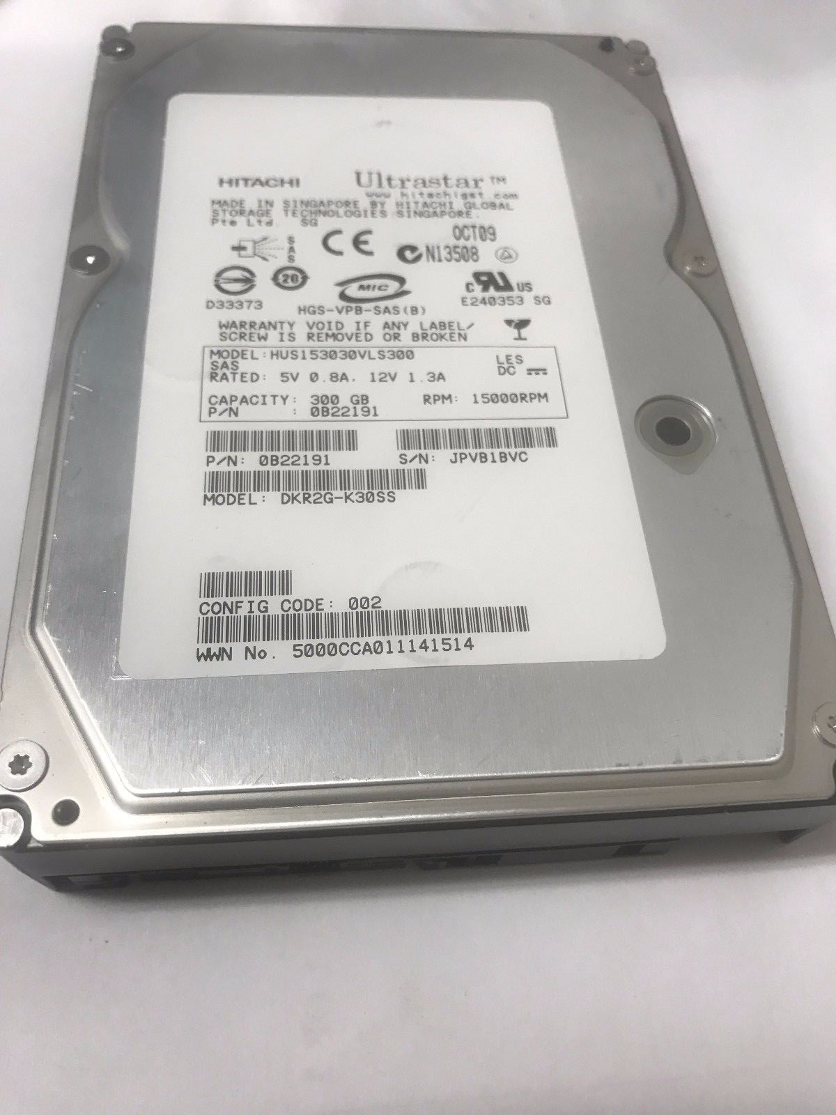 Hitachi Ultrastar 15K300 300GB 15K 3.5" SAS Hard Drive (HUS153030VLS300 0B22191)