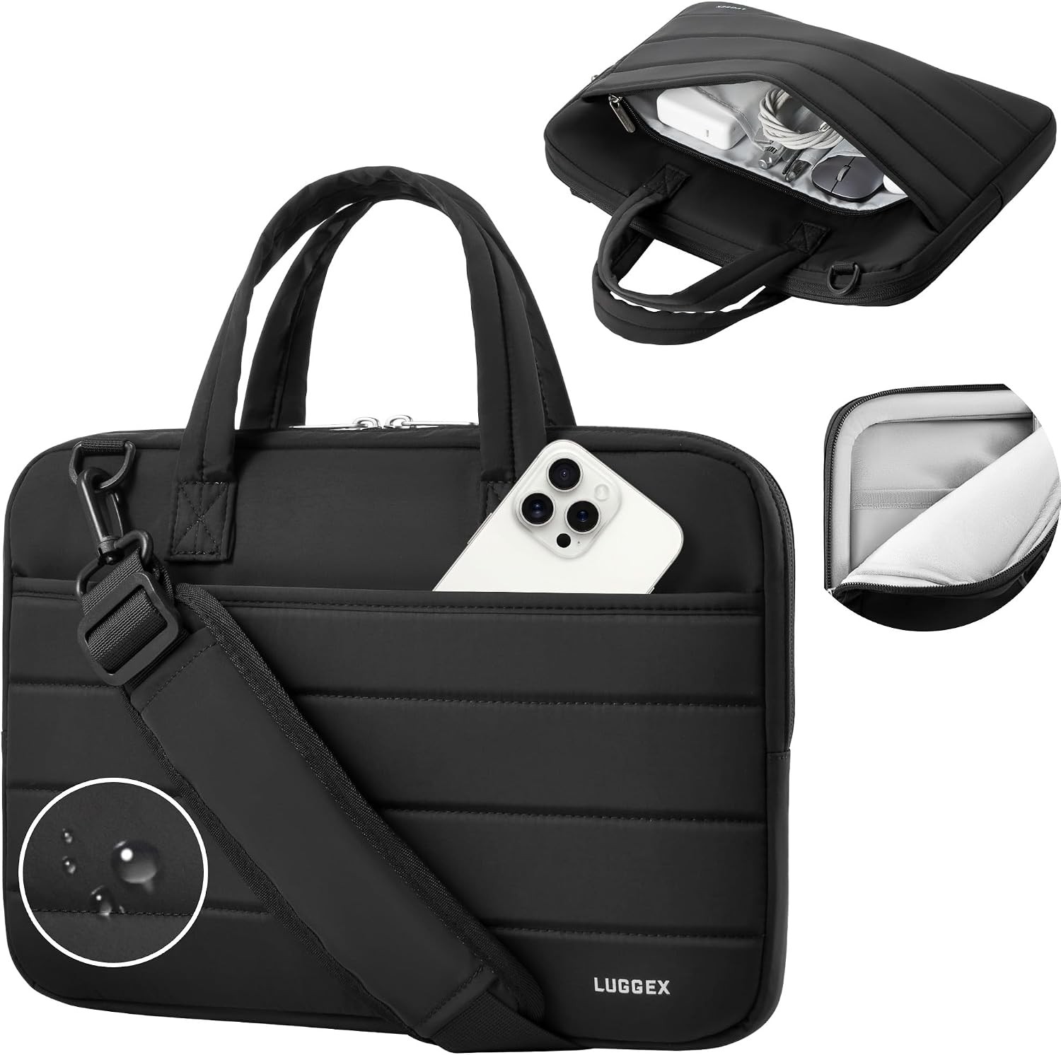 360° Protective Laptop Sleeve Bag for 13-14 Inch MacBook Air/Neo/Pro, Black