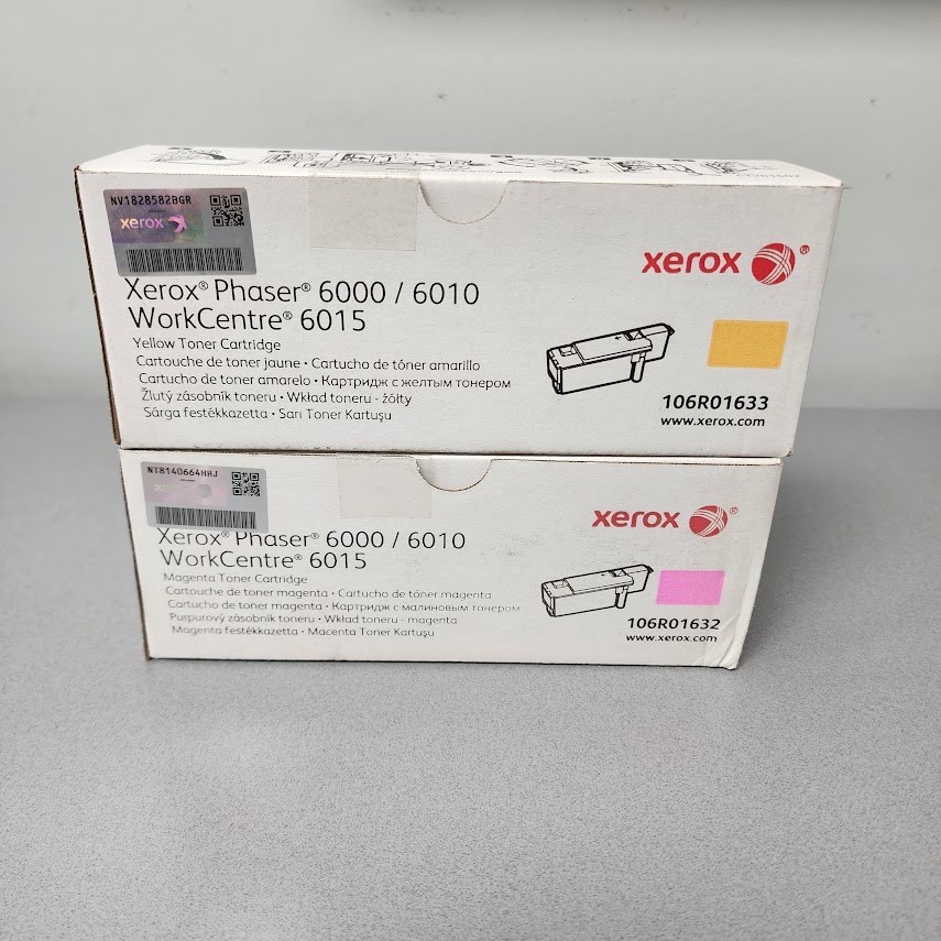 Xerox WorkCentre 6015 Toner Cartridge Lot 2 Yellow 106R01633 Magenta 106R01632