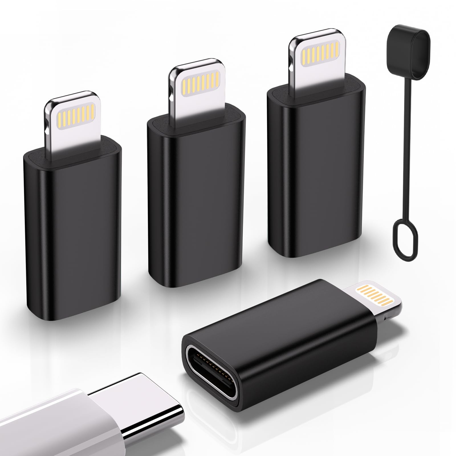USB C Type C to Lightning Adapter （4 Pack） 1.8-2.2A 15W Fast Charging Black