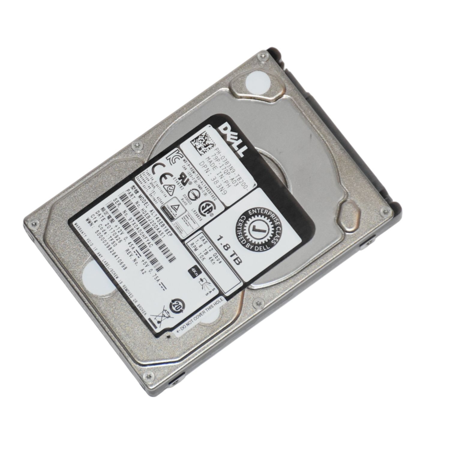 Dell AL14SEB18EP 1.8TB 10K RPM SAS 12Gb/s 4Kn 2.5" Enterprise Hard Drive 383N9