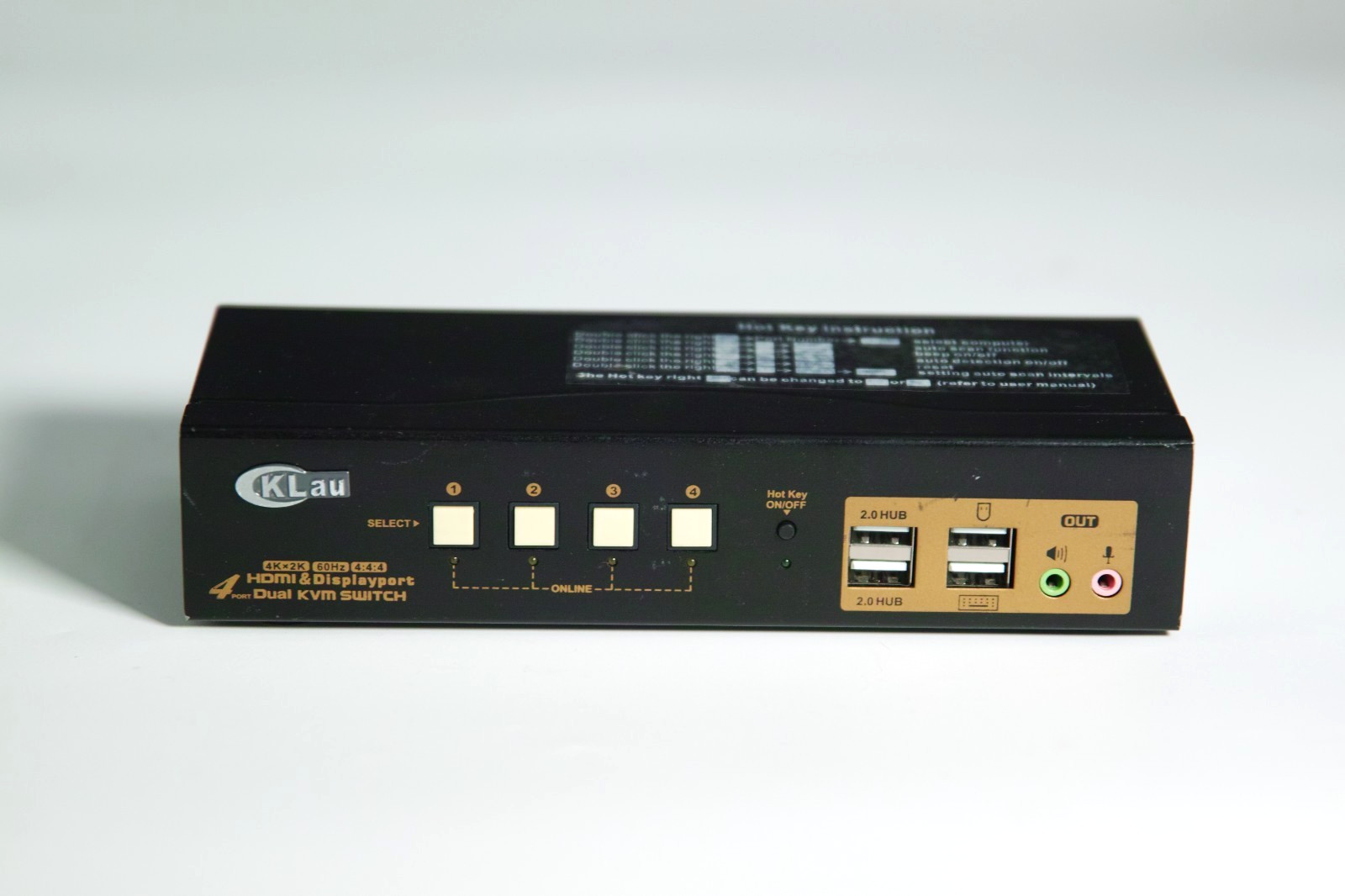 Klau 4Kx2K HDMI & Displayport 4 Port Dual KVM Switch