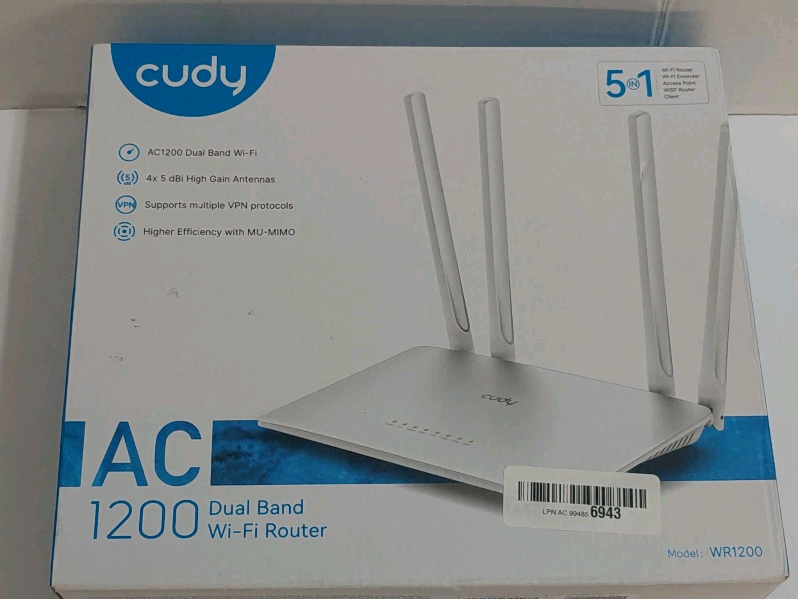 Cudy AC1200 Dual Band 5-in-1 WiFi Router/Extender WR1200 New