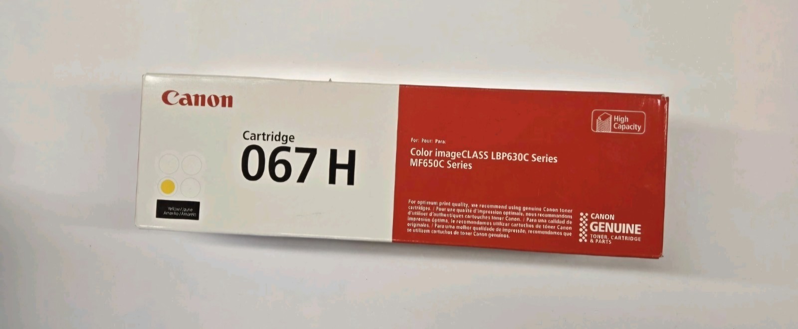 GENUINE Canon 067 H High Capacity Yellow Toner New Sealed 