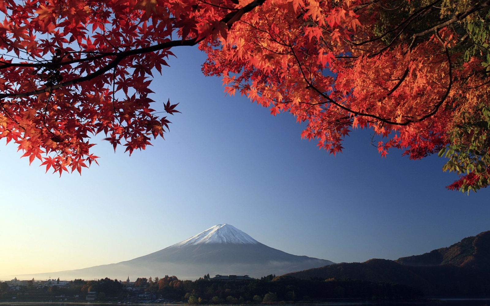 Landscape mount fuji japan fall leaves mountains volcano Custom Gaming Mat Desk