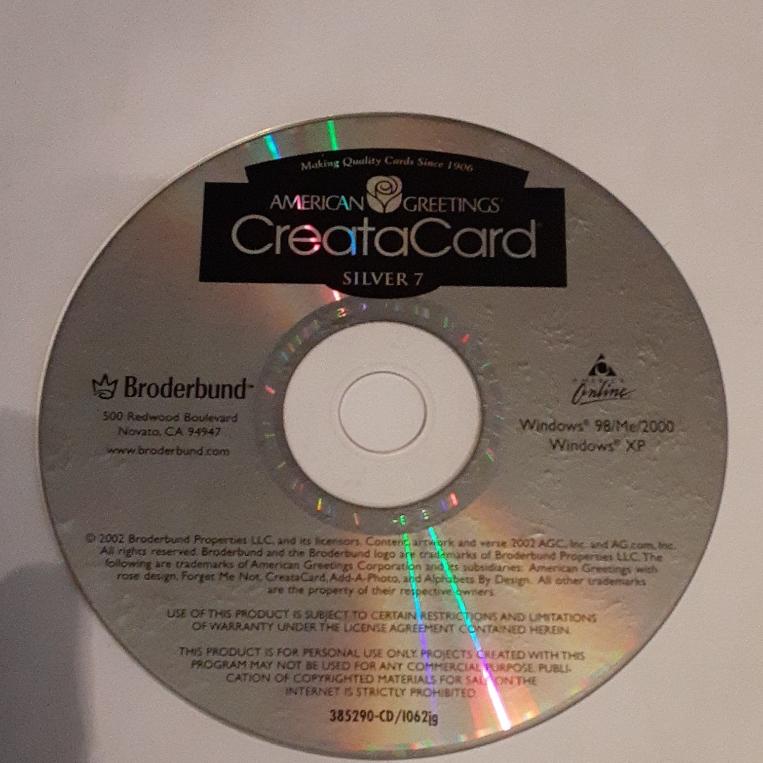 Broderbund American Greetings Create-a-Card Silver 7 Card Making PC CD-ROM
