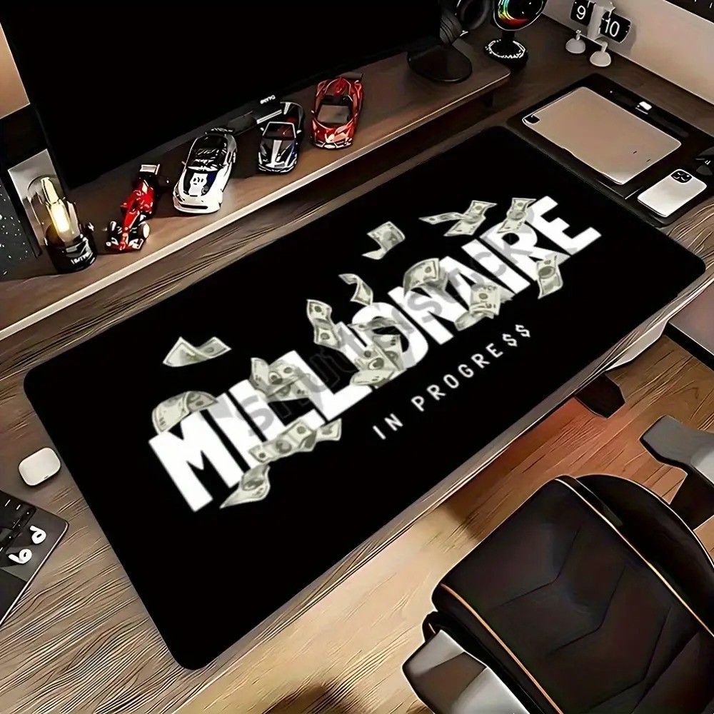 2D Flat Print Mouse Pad 1pc, Luxury Millionaire Process Theme, Black Backgroun